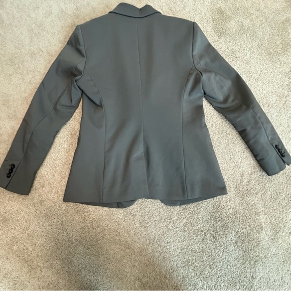 RW&CO womens gray suiting stretch lining blazer single breasted Sz 10 - Picture 2 of 10